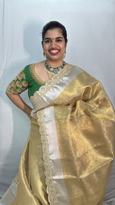 Vriksham Golden Tanchoi Tissue Saree-VS4500